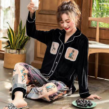 Family Pajamas sleeping velvet newest style women sleepwear factory supply sexy soft ladies pajamas